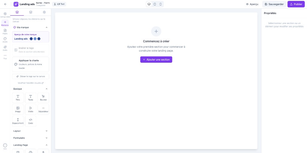 Interface du Builder - Vue principale