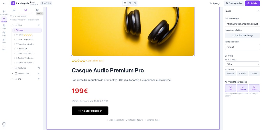 Édition de page produit